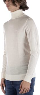 Calvin Klein Superior Wol Schildpad Crème Trui Wit - L