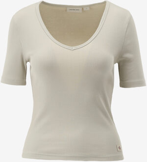 Calvin Klein T-shirt WOVEN LABEL RIB V-NE beige - XS;S;M;XL;XXL;L