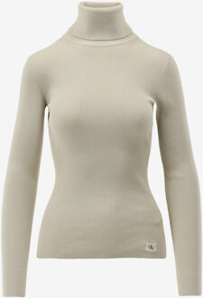 Calvin Klein Trui WOVEN LABEL ROLL NEC groen - XS;S;M;XL;XXL