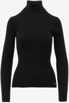 Calvin Klein Trui WOVEN LABEL ROLL NEC zwart - XS;S;M;XXL