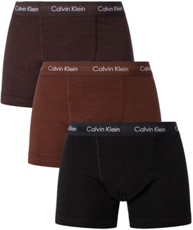 Calvin Klein Trunk Boxershorts Heren (3-pack) zwart - bruin - L