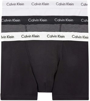 Calvin Klein trunks (3-pack) - heren boxers normale lengte - zwart - wit en gestreept -  Maat: M