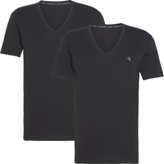 Calvin Klein V-Hals T-Shirt 2-Pack Calvin Klein , Black , Heren - S