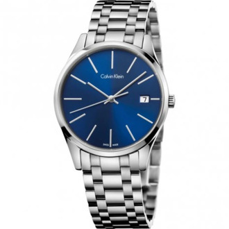 Calvin Klein Verbluffend blauw wijzerplaat quartz horloge met roestvrijstalen band Calvin Klein , Gray , Dames - ONE Size