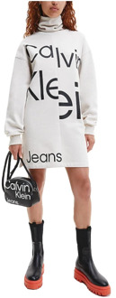 Calvin Klein Verstoord Logo Roll Korte Jurk Calvin Klein , White , Dames