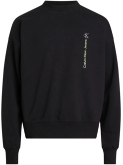 Calvin Klein Verticale Institutionele Sweatshirt Calvin Klein , Black , Heren - L,M,S,Xs