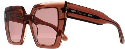 Calvin Klein Vierkant Dames Transparant Donkerbruin Bourgondië CK23502S - One Size