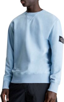 Calvin Klein Washed Badge Crew Sweater Heren blauw - L