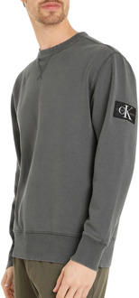 Calvin Klein Washed Badge Crew Sweater Heren donkergrijs - L