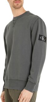 Calvin Klein Washed Badge Crew Sweater Heren donkergrijs