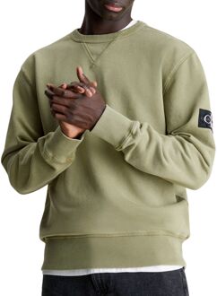 Calvin Klein Washed Badge Crew Sweater Heren groen