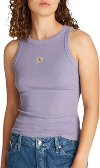 Calvin Klein Washed Woven Label Rib Tanktop Dames - M