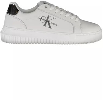 Calvin Klein Witte Polyester Sneaker met Contrasterende Details Calvin Klein , White , Dames - 37 Eu,39 Eu,40 EU