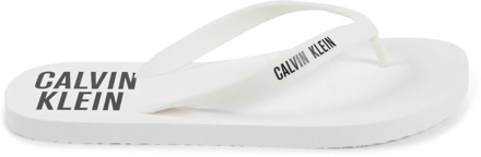 Calvin Klein Witte Rubberen Teenslippers Calvin Klein , White , Heren - 45 Eu,43 Eu,41 EU