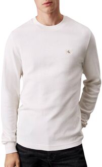 Calvin Klein Witte Wafel LS Tee voor Mannen Calvin Klein , White , Heren - 2Xl,Xl,L,M,S,Xs