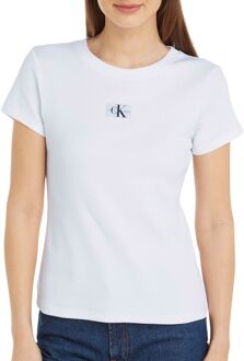 Calvin Klein Woven Label Rib Slim Shirt Dames wit - XL