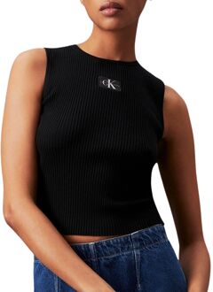 Calvin Klein Woven Label Tanktop Dames zwart - M