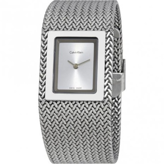 Calvin Klein Zilveren Quartz Horloge, Waterdicht, Milanese Band Calvin Klein , Gray , Dames - ONE Size