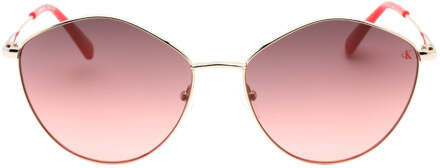 Calvin Klein zonnebril met gouden montuur en roze kleurverloop - One Size