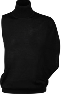 Calvin Klein Zwarte Asymmetrische Vest Sweaters Calvin Klein , Black , Dames - L,M,S,Xs