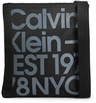 Calvin Klein Zwarte Bedrukte Handtas met Ritssluiting Calvin Klein , Black , Heren - ONE Size