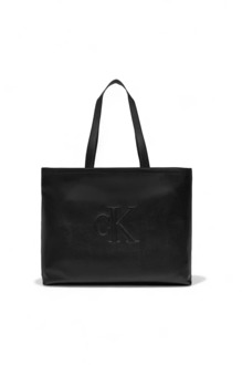 Calvin Klein Zwarte Eco Leren Tote Tas Calvin Klein , Black , Dames - ONE Size