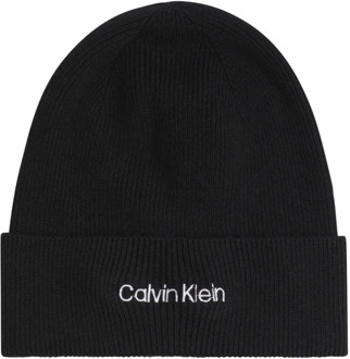 Calvin Klein Zwarte Gebreide Beanie - Essential Stijl,Kledingaccessoires Calvin Klein , Black , Dames,Heren - ONE Size