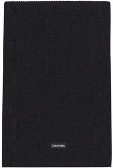 Calvin Klein Zwarte Gebreide Sjaal voor Heren Calvin Klein , Black , Heren - ONE Size