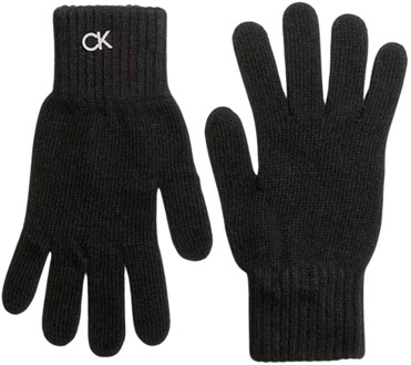 Calvin Klein Zwarte handschoenen met metalen logo Calvin Klein , Black , Dames - ONE Size