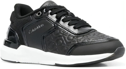 Calvin Klein Zwarte Leren Sneakers voor Dames Calvin Klein , Black , Dames - 39 Eu,41 Eu,37 Eu,36 Eu,38 EU
