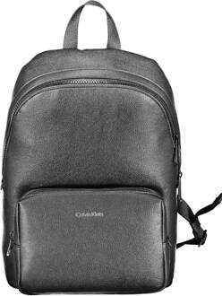 Calvin Klein Zwarte Polyurethaan Rugzak met Laptop Ruimte Calvin Klein , Black , Unisex - ONE Size