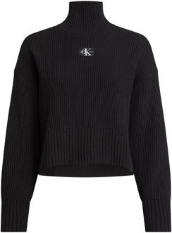 Calvin Klein Zwarte Sweaters - Korte Pullover Calvin Klein , Black , Dames - M,S,Xs