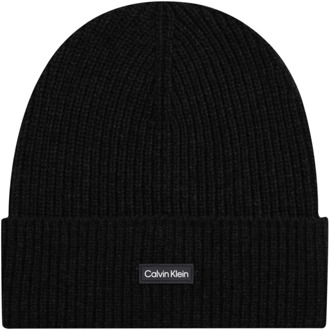 Calvin Klein Zwarte Volwassen Beanie Calvin Klein , Black , Heren - ONE Size