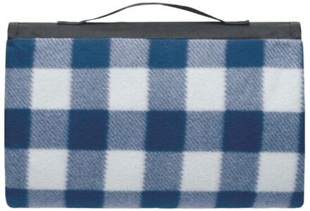 Caly fleece geruite picknickdeken Blauw - One size