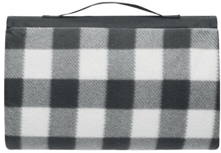 Caly fleece geruite picknickdeken - maat One size Zwart