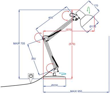 Calypsa bureaulamp, wit wit, aluminium