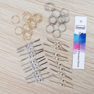 Camal 100pcs Pin Connector 11mm Ring/ 33mm Bowtie Pin for Octagonal Bead Crystal Pendent Prisms Hanging Connecting Lamp Parts