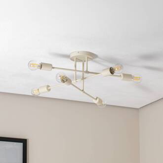 Cambridge plafondlamp, 6-lamps, zandkleurig, metaal