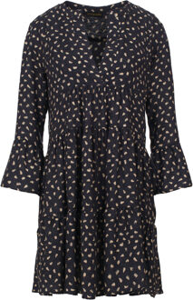 Camel en Donkergrijs A-lijnjurk met klokmouwen