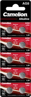 Camelion Alkaline knoopcelbatterij AG8 / LR55, 1,5 Volt, 0% HG - 10 stuks