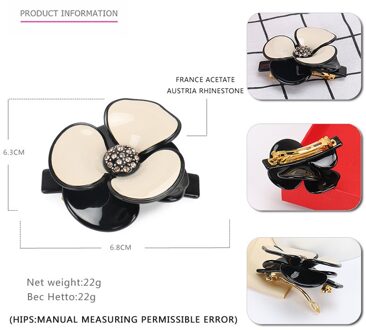 Camellia Haar Haarspeldjes Franse Acetaat Rhinestone Verfraaid Haar Clip Bruiloft Bruids Haar Accessoires Beige