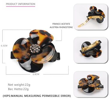 Camellia Haar Haarspeldjes Franse Acetaat Rhinestone Verfraaid Haar Clip Bruiloft Bruids Haar Accessoires Tortoiseshell