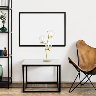 Camely tafellamp, 3-lamps, geborsteld goud/helder, glas geborsteld goud, helder, gesatineerd