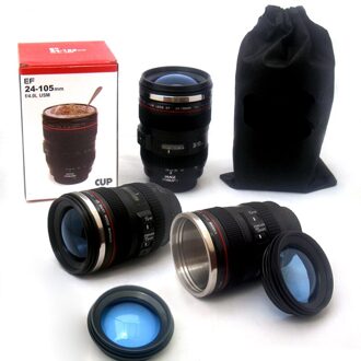 Camera Lens Vorm Koffie Mok Met Deksel Creatieve Camera Len 1:1 Schaal Koffie Cups Rvs Water Mok Creatieve Verjaardag 1stk zwart 6