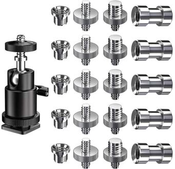 Camera Schroef, 21 Pcs 1/4 Inch 3/8 Inch Converter Schroefdraad Schroeven 1/4 Inch Shoe Adapter Mount Camera Balhoofd set Camera/Reis