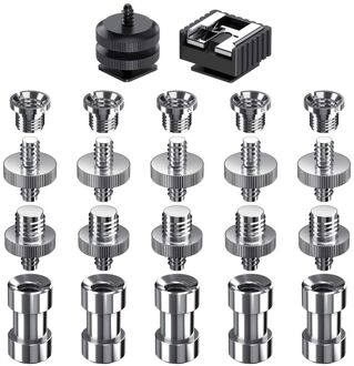 Camera Schroef, 22 Pcs 1/4 Inch En 3/8 Inch Converter Schroefdraad Schroeven Adapter Mount Camera Shoe Mount 1/4 Set F