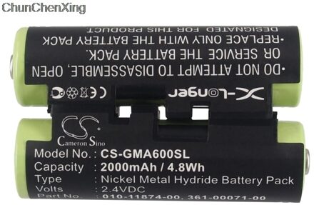 Cameron Sino 2000 Mah Batterij 010-11874-00 Voor Garmin Astro 430 Handheld, Oregon 600, 600 T, 650, 650 T, Striker 4, 4 Fishfinder