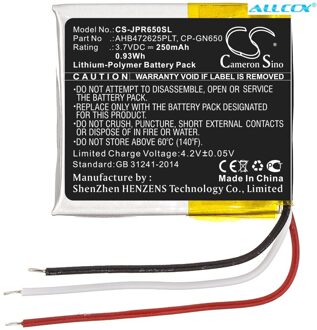 Cameron Sino 250Mah Wireless Headset Batterij AHB472625PLT,CP-GN650 Voor Jabra Evolve 65