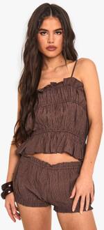 Cami Met Getextureerde Streep En Ruches, Chocolate - 38