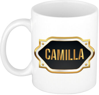 Camilla naam / voornaam kado beker / mok met goudkleurig embleem - Naam mokken Multikleur
